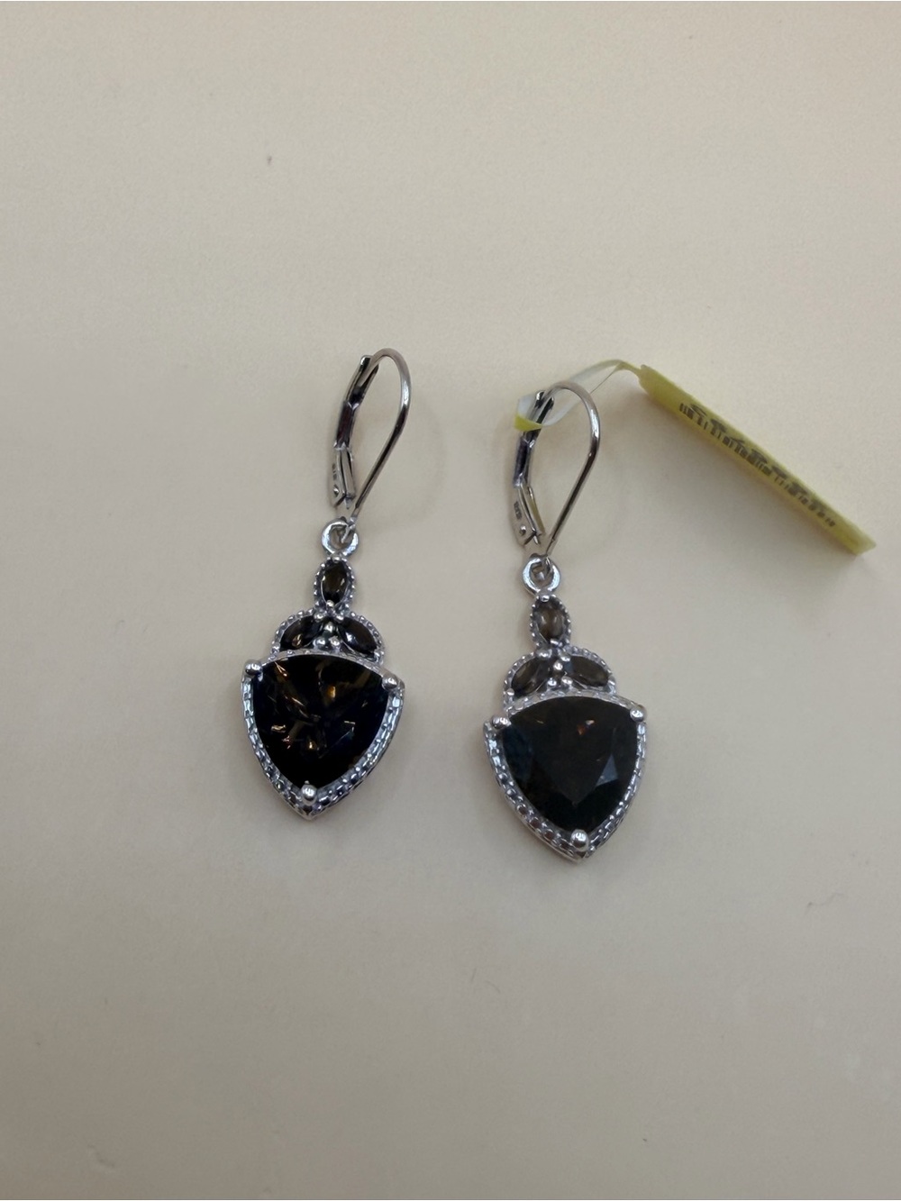 925 Sterling Silver 5 Ctw Smoky Quartz Earrings.